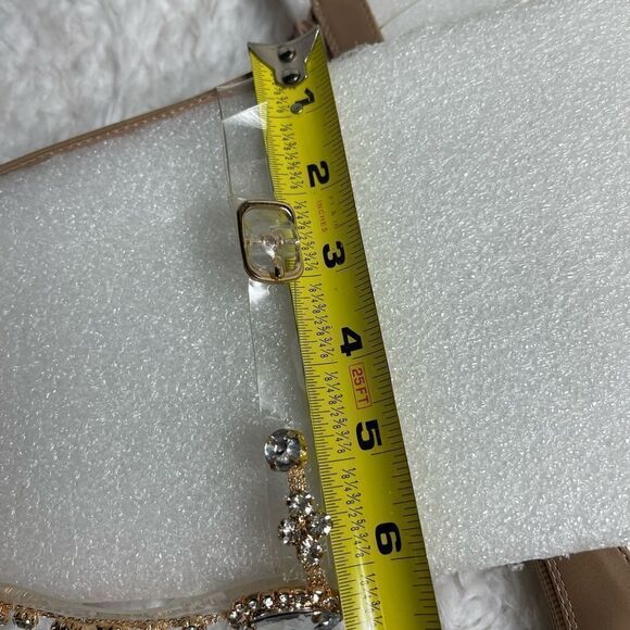 Shoe Dazzle Yulanda clear Gladiator wedge sandals jewels&gold tone accents SZ8.5 - Picture 11 of 14